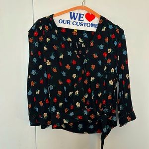 Madewell XS Wrap Top in Pressed Flowers